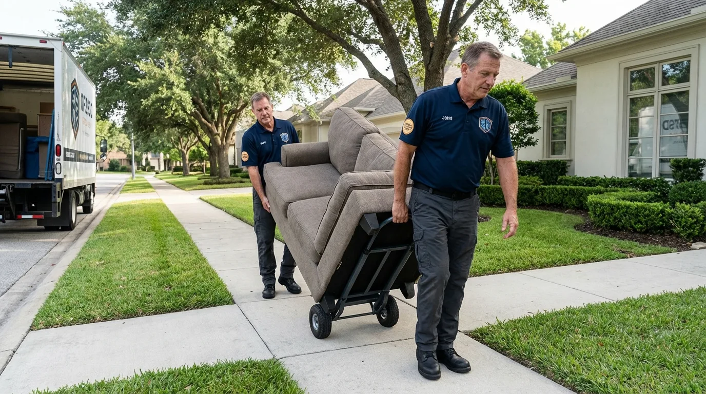 Local residential moving crew loading furniture in Lexington, MA